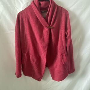 The North Face Wrap Sweater M Red Fallsgrove Toggle Cardigan Cozy Cotton Knit